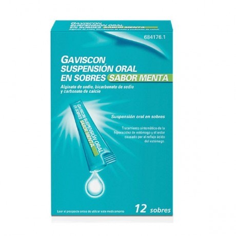 Gaviscon 12 sobres suspension oral 10 ml (sabor menta)