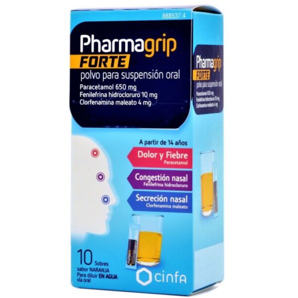 Pharmagrip forte congestion y secrecion nasal 10 sobres polvo para suspension oral