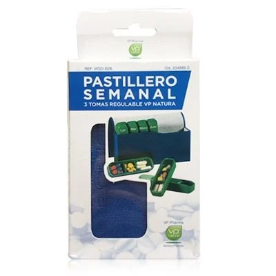 Pastillero semanal vp natura 1 unidad 3 dosis extraible y regulable formato viaje