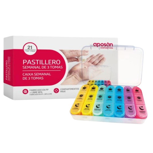 Pastillero semanal aposan 3 tomas 1 unidad
