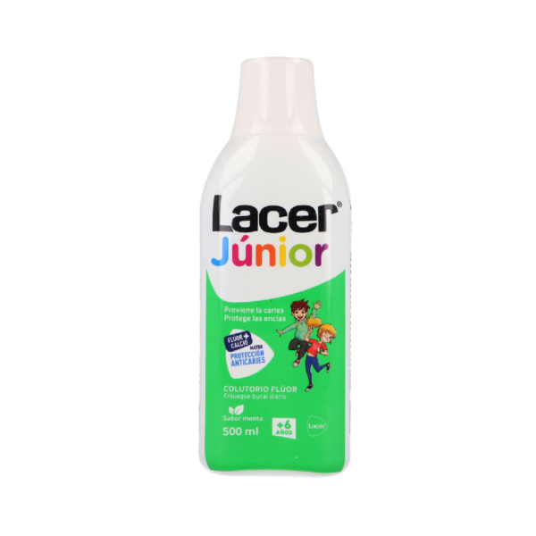 Fluor lacer junior enjuague bucal de uso diario 1 envase 500 ml sabor menta