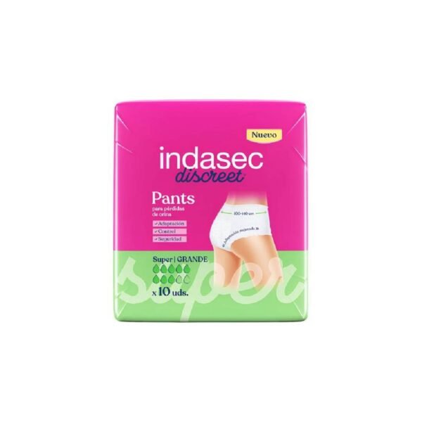 Absorbente incontinencia orina dia anatomico indasec pant super 10 unidades talla l