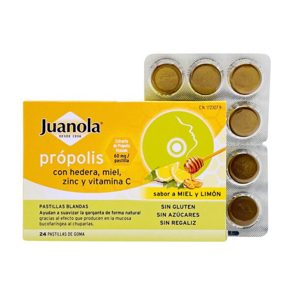 Juanola propolis miel hiedra zinc y vitamina c 24 pastillas de goma sabor miel