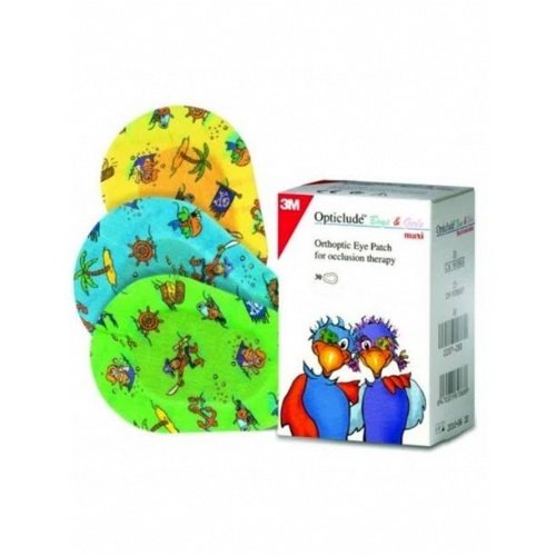 Parches oculares opticlude 30 unidades 8 cm x 5,7 cm impreso grande