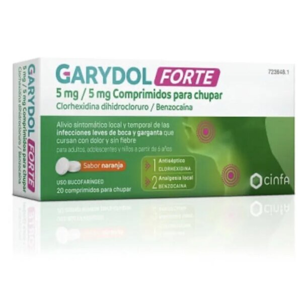 Garydol forte 5 mg/5 mg 20 comprimidos para chupar