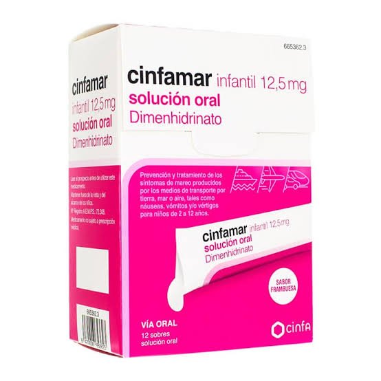 Cinfamar infantil 12,5 mg 12 sobres solucion oral 5 ml